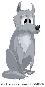 Lobo del personaje de caricatura aislado en fondo blanco. Vector.