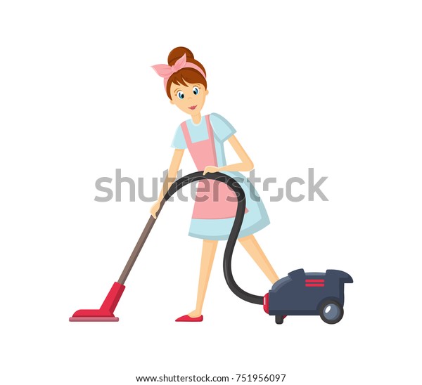 Cartoon Character Woman Homemaker Housewife Engaged Stock Vector ...