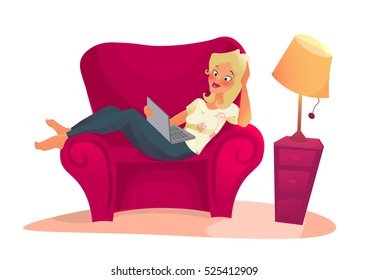 cartoon character. woman relaxing