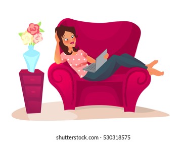 cartoon character. woman relaxing