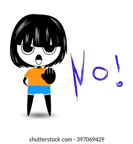 cartoon character woman say no