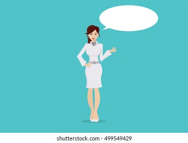Cartoon character, Woman with speech bubble., vector eps10
