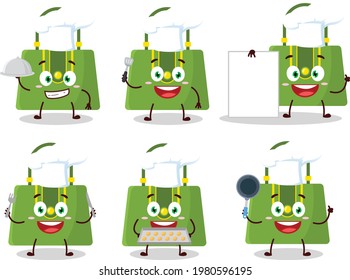 Cartoon character of women bag with various chef emoticons