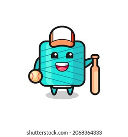 Cartoon character of yarn spool as a baseball player , cute style design for t shirt, sticker, logo element