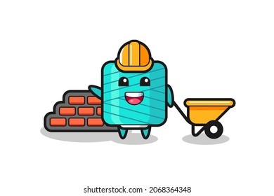 Cartoon character of yarn spool as a builder , cute style design for t shirt, sticker, logo element