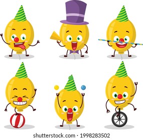 Cartoon character of yellow balloon with various circus shows. Vector illustration