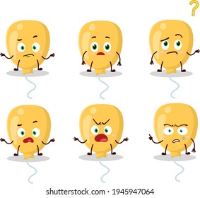 Cartoon character of yellow baloon with what expression