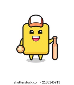Cartoon character of yellow card as a baseball player , cute style design for t shirt, sticker, logo element