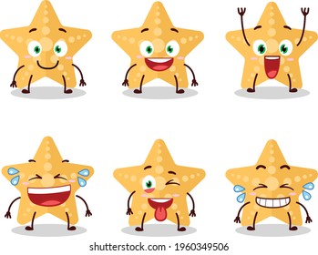 Cartoon character of yellow starfish with smile expression