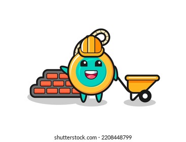 Cartoon character of yoyo as a builder , cute design