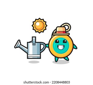 Cartoon character of yoyo holding watering can , cute design