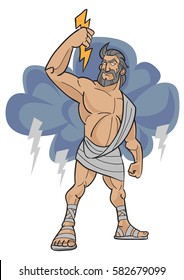 Cartoon Character Of Zeus The God Of Thunder