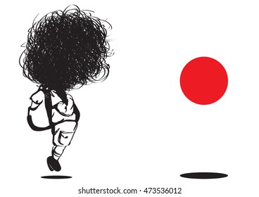 Cartoon character,boy ,red point , shadow