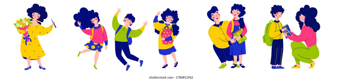 Cartoon characters, back to school, knowledge day, Vector illustration flat cartoon style.