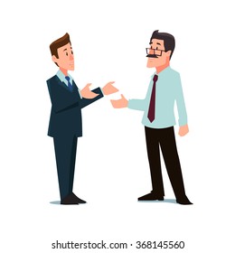 Cartoon Characters, Businessmen, Collaboration, Teamwork Negotiation, Vector Illustration