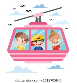 Cartoon Characters In A Cablecar