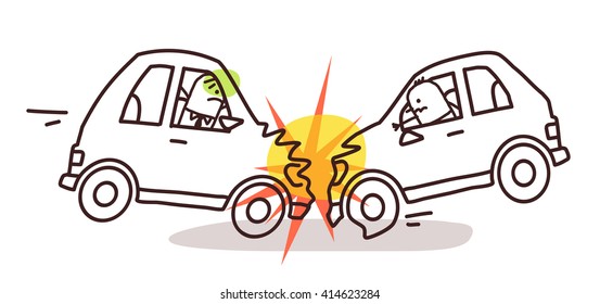 cartoon characters and car - car crash