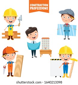 Cartoon Characters Of Construction Professions