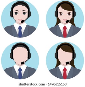 Cartoon characters of customer services. There are man and woman.