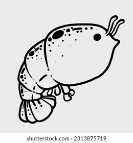 Cartoon characters cute sea animals and seafood outline clipart graphic hand printing 