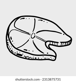 Cartoon characters cute sea animals and seafood outline clipart graphic hand printing 