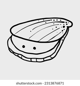 Cartoon characters cute sea animals outline clipart graphic hand printing 