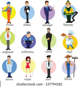 Cartoon Characters Different Professions Stock Vector (Royalty Free ...