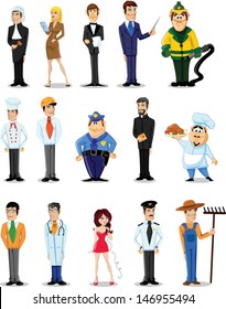 Cartoon characters of different professions 