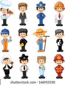 Cartoon characters of different professions 