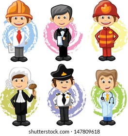 Cartoon characters of different professions