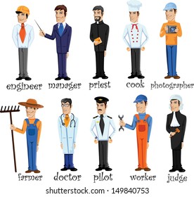 Cartoon characters of different professions 