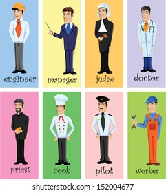 Cartoon characters of different professions 