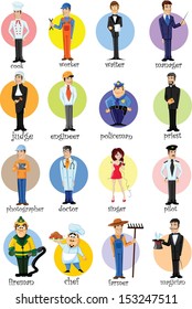 Cartoon characters of different professions 