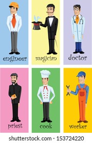 Cartoon characters of different professions 