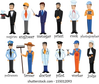 Cartoon characters of different professions 