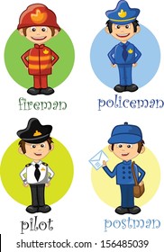 Cartoon characters of different professions  
