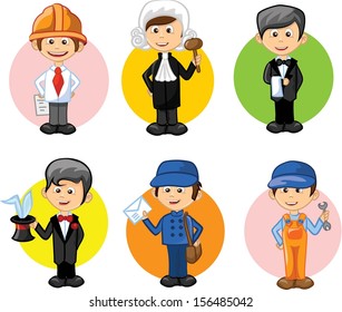 Cartoon characters of different professions  
