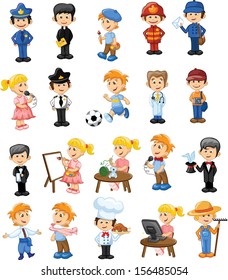 Cartoon characters of different professions  