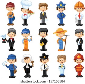 Cartoon characters of different professions 