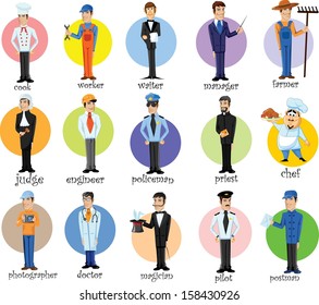 Cartoon characters of different professions 