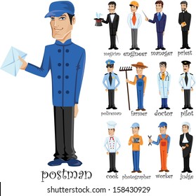 Cartoon characters of different professions 