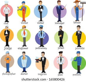 Cartoon characters of different professions 