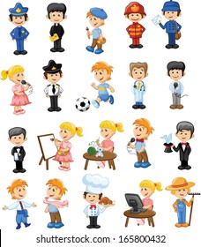 Cartoon characters of different professions 