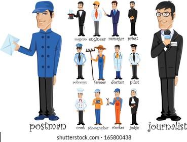 Cartoon characters of different professions 