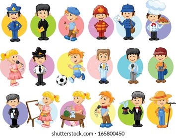 Cartoon characters of different professions 