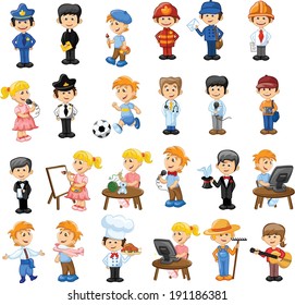 Cartoon characters of different professions