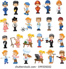 Cartoon characters of different professions 