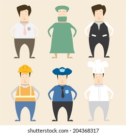 Cartoon characters of different professions