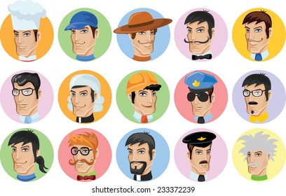 Cartoon characters of different professions 
