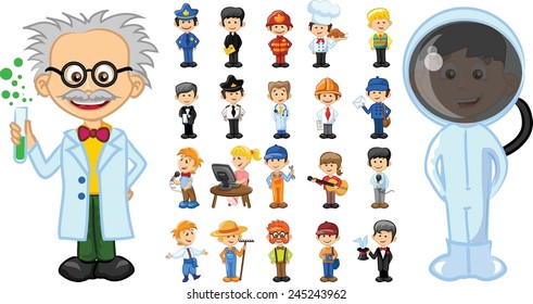 Cartoon characters of different professions 